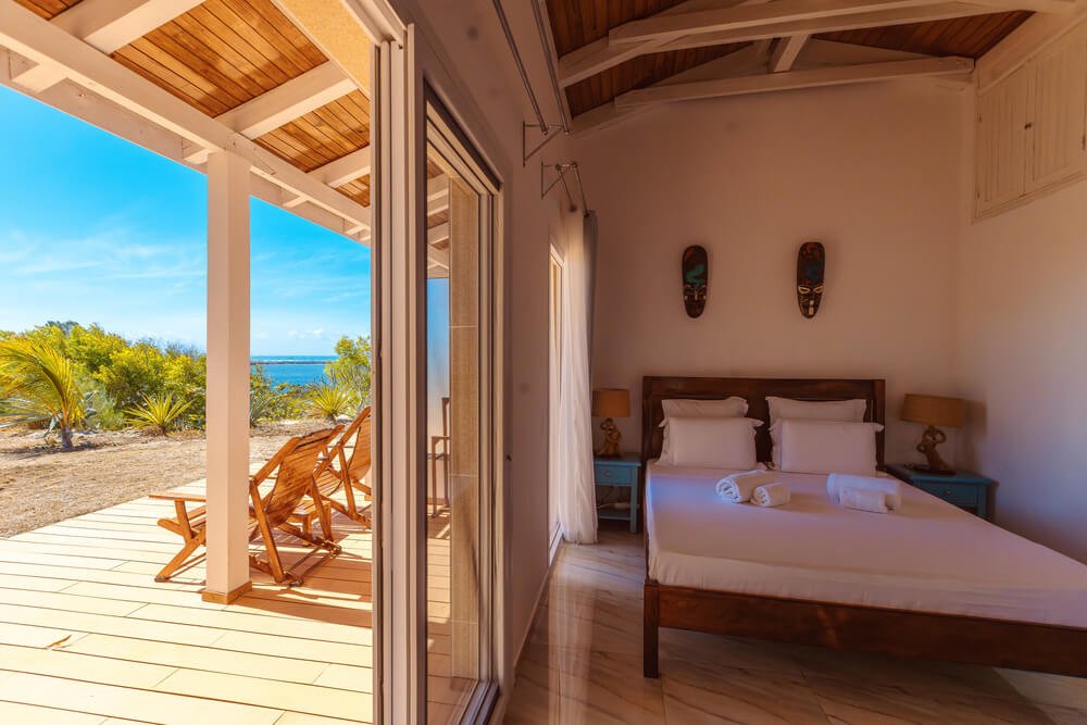 Cozy bedroom with a bed and side tables